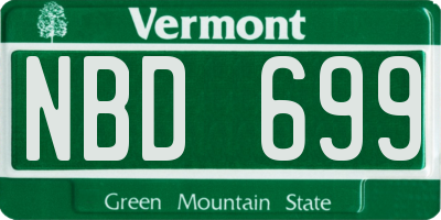 VT license plate NBD699