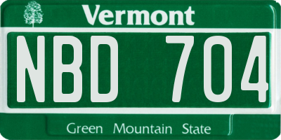 VT license plate NBD704
