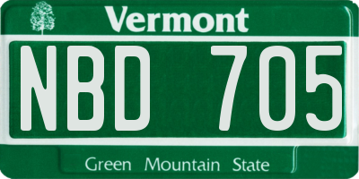 VT license plate NBD705