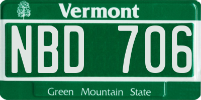 VT license plate NBD706