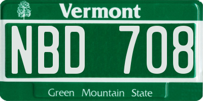 VT license plate NBD708