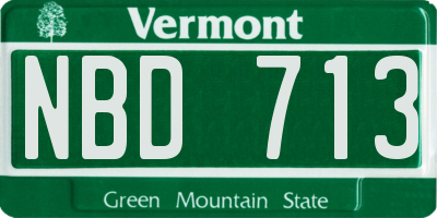 VT license plate NBD713