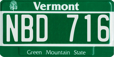 VT license plate NBD716