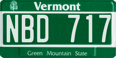 VT license plate NBD717