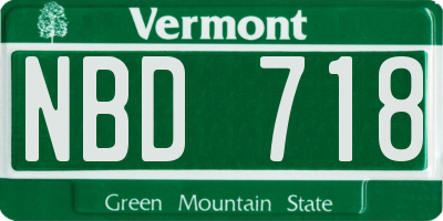 VT license plate NBD718