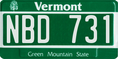 VT license plate NBD731