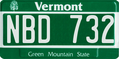VT license plate NBD732