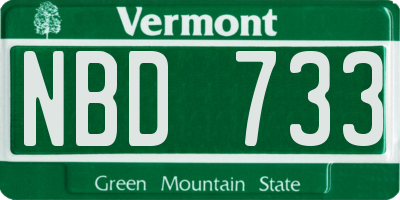 VT license plate NBD733