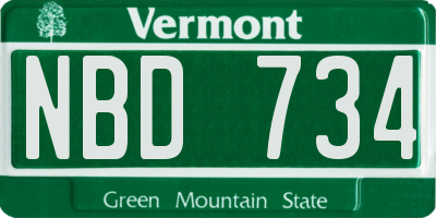 VT license plate NBD734