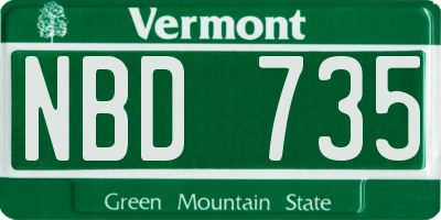 VT license plate NBD735