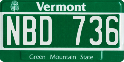 VT license plate NBD736