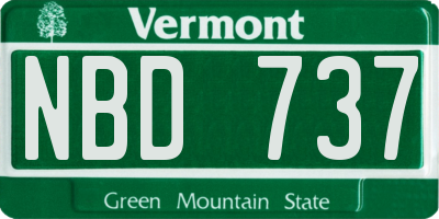 VT license plate NBD737