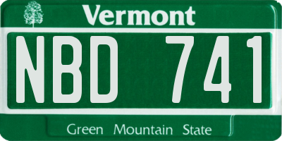VT license plate NBD741