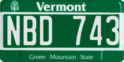 VT license plate NBD743