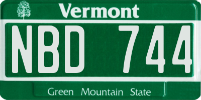VT license plate NBD744