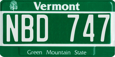 VT license plate NBD747