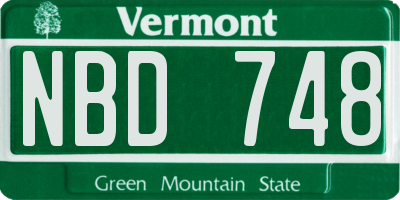 VT license plate NBD748