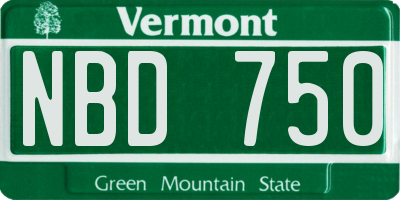 VT license plate NBD750