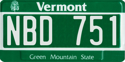 VT license plate NBD751