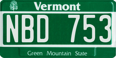 VT license plate NBD753