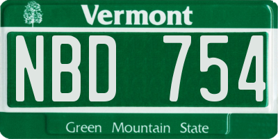 VT license plate NBD754