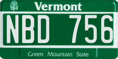 VT license plate NBD756