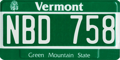 VT license plate NBD758