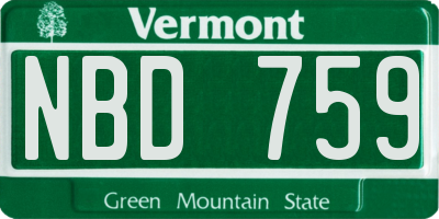 VT license plate NBD759