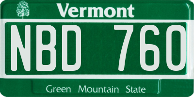 VT license plate NBD760