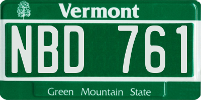 VT license plate NBD761