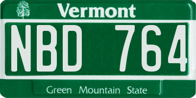 VT license plate NBD764