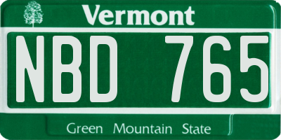 VT license plate NBD765