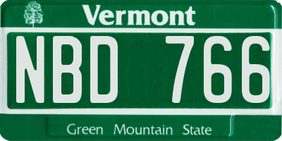 VT license plate NBD766