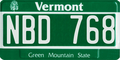 VT license plate NBD768