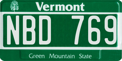 VT license plate NBD769