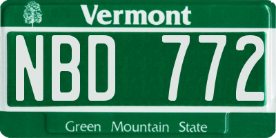 VT license plate NBD772