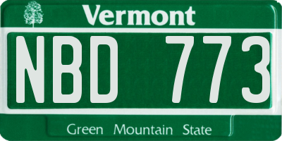 VT license plate NBD773
