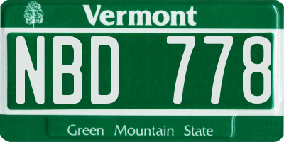 VT license plate NBD778