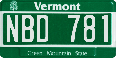 VT license plate NBD781