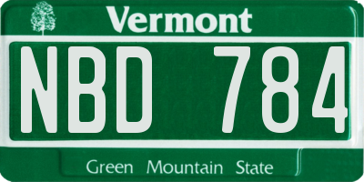 VT license plate NBD784