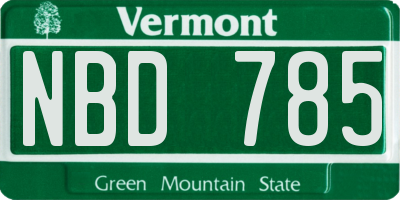 VT license plate NBD785