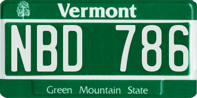 VT license plate NBD786