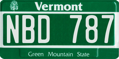 VT license plate NBD787