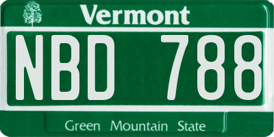 VT license plate NBD788