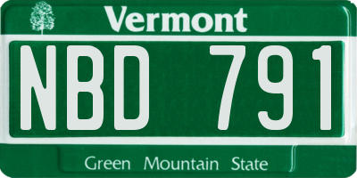 VT license plate NBD791