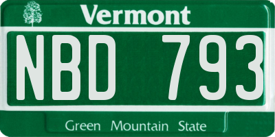VT license plate NBD793
