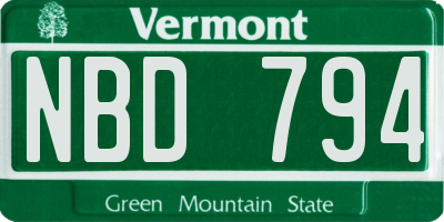 VT license plate NBD794