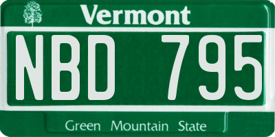 VT license plate NBD795