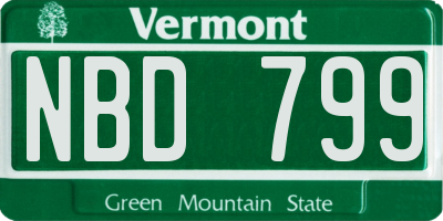 VT license plate NBD799