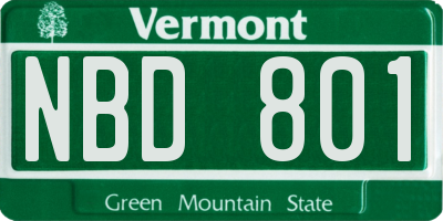 VT license plate NBD801
